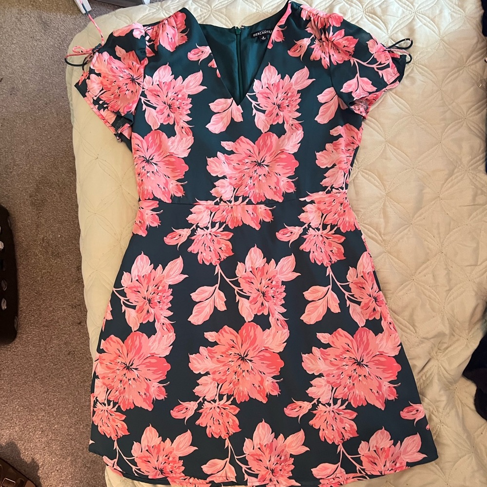 Floral pink and green dress